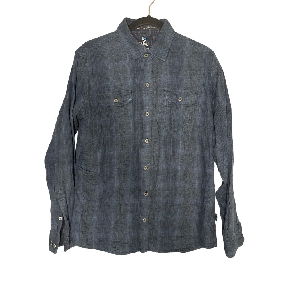 Kuhl Mens Blue Plaid Button Front Shirt Long Sleeve Outdoor Casual Small